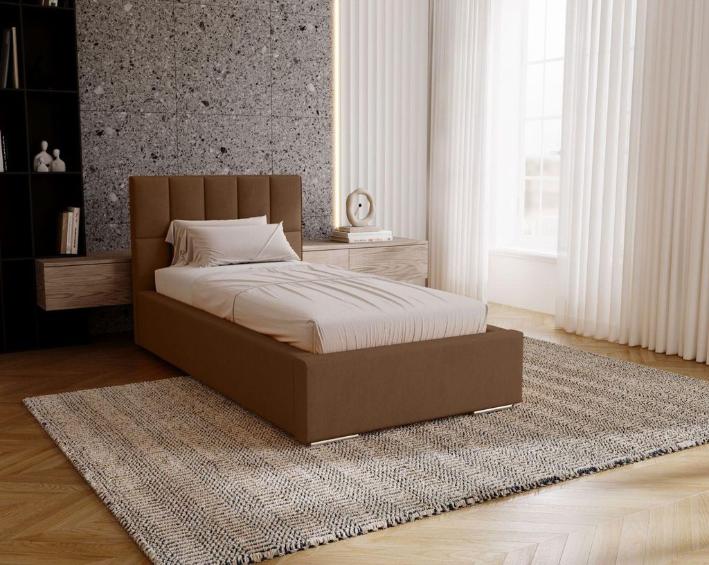 Einzelbett mit Polsterung 100x200 EMPORIA - braun
