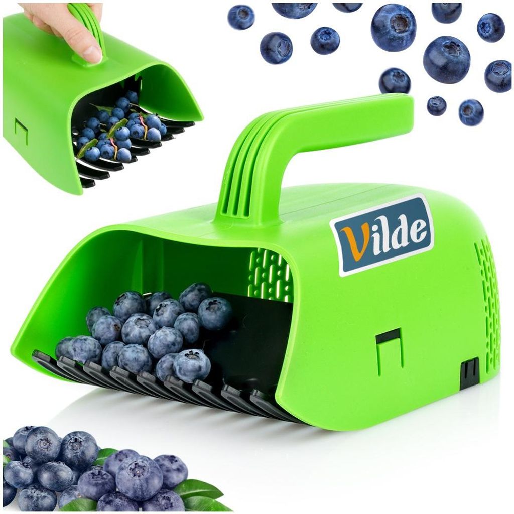 Vilde | Beerenpflücker 23x14 cm - Beerenkamm für Heidelbeeren und Johannisbeeren - Pflückhilfe mit Griff und Auffangbehälter