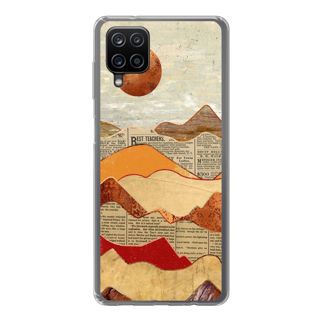 MuchoWow Handyhülle Schutzhülle Hülle für Samsung Galaxy A12 Vintage - Zeitung - Marmor Silikon Softcase Handy Hülle - Bild