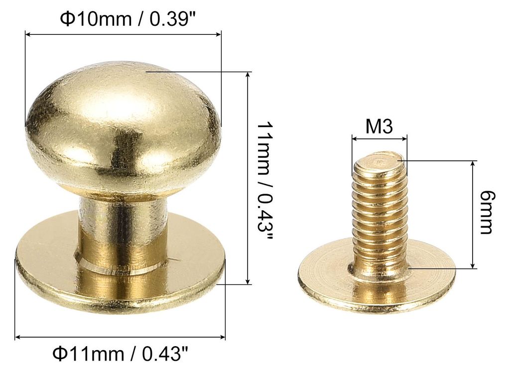 10mm Kugel Kopf Bolzen Nieten Schrauben Hohlnieten Rš¹cken 15 Stš¹ck Schraubnieten Rund Kopf Schaltfl?che Nippel Niete fš¹r Basteln Leder Han...