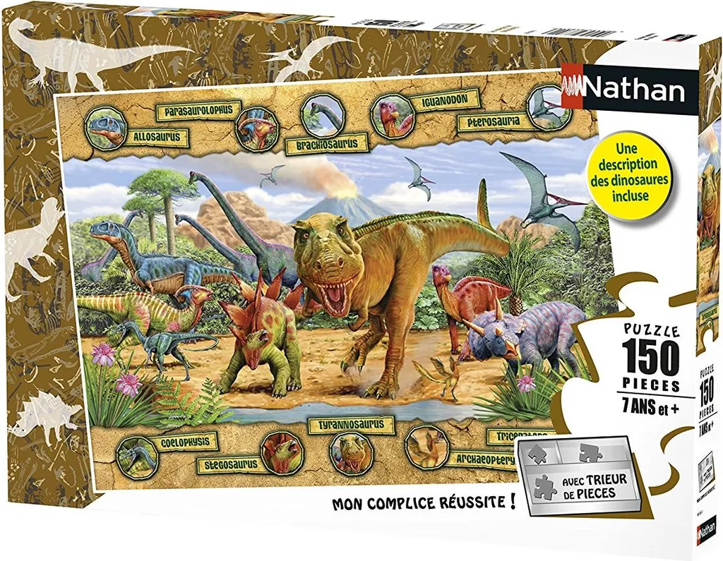 Puzzle Dinosaures Nathan 150 pièces avec trieur intégré - Collection 7+