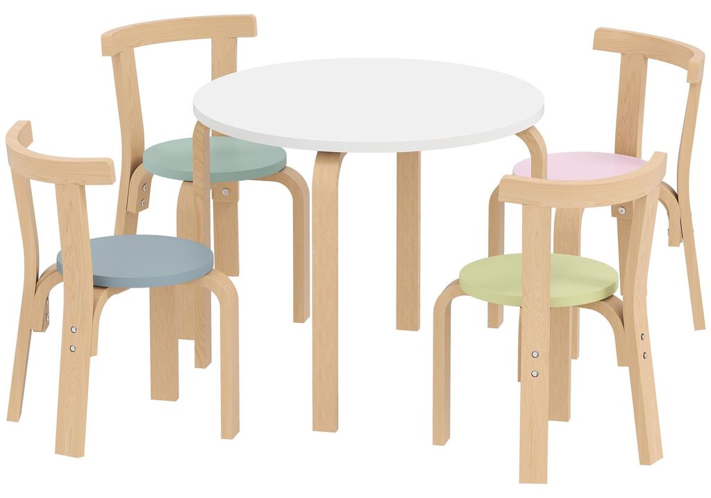 AIYAPLAY Kinder tafel van hout met 4 stoelen, kindertafel Productafbeelding 