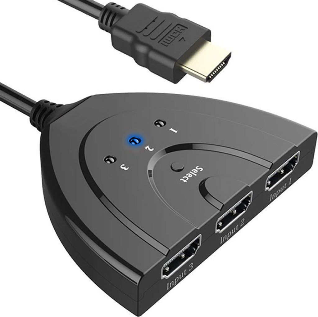 MMOBIEL 3 Anschlüsse HDMI Switch HUB mit 50 cm Kabel 1080p Full HD