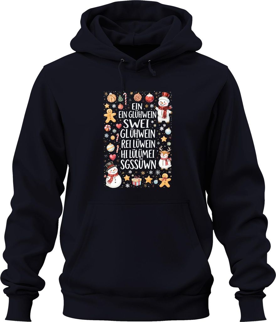Ein Ein Glühwein Zwei Glühwein Rei Lülümei Weihnachten Geschenk Uni Hoodie Kapuzenpullover, Navy, XXL