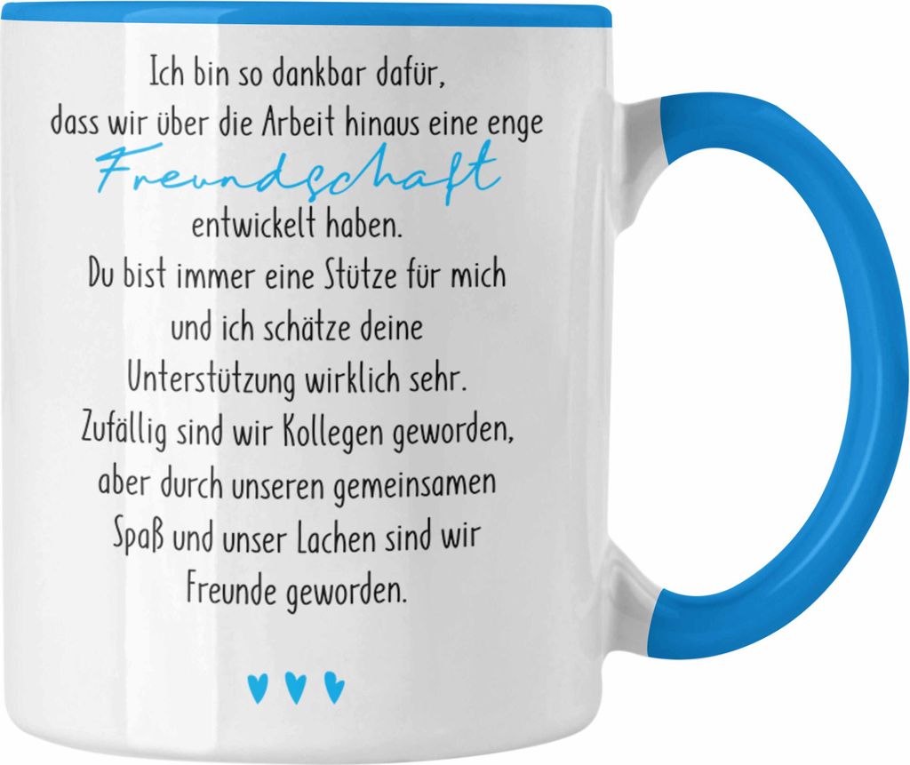 Trendation - Kollegin Tasse Geschenk Arbeitskollegin Freundschaft (Blau)