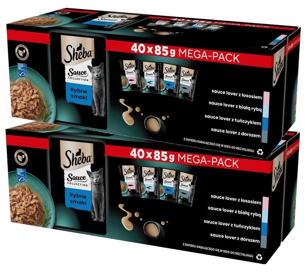 Sheba Sauce Collection Rybne Smaki Saszetki 80x85g Mokra Zdjęcie produktu 