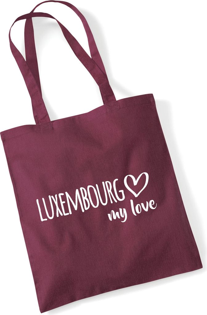 Huuraa Jutebeutel Luxembourg my love 10 Liter Burgundy Baumwolle Tasche Geschenkidee