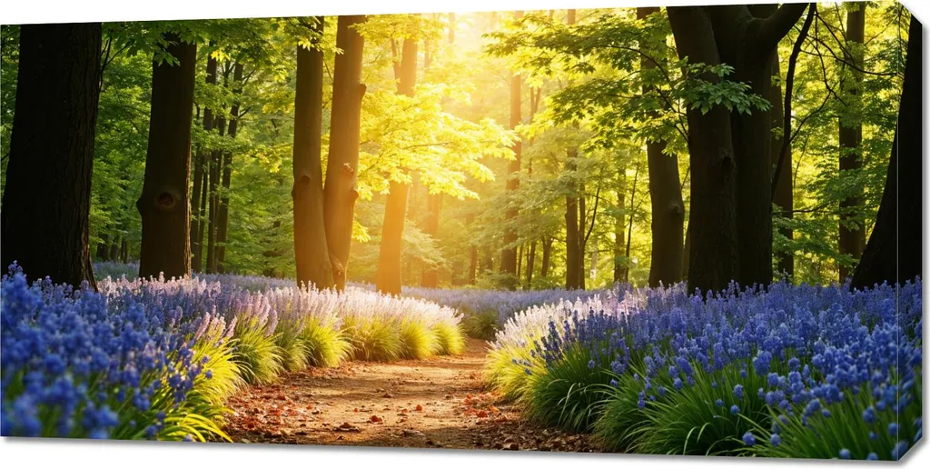 Quadro 100x50 cm su tela per soggiorno o camera da letto Panorama Sentiero nel bosco