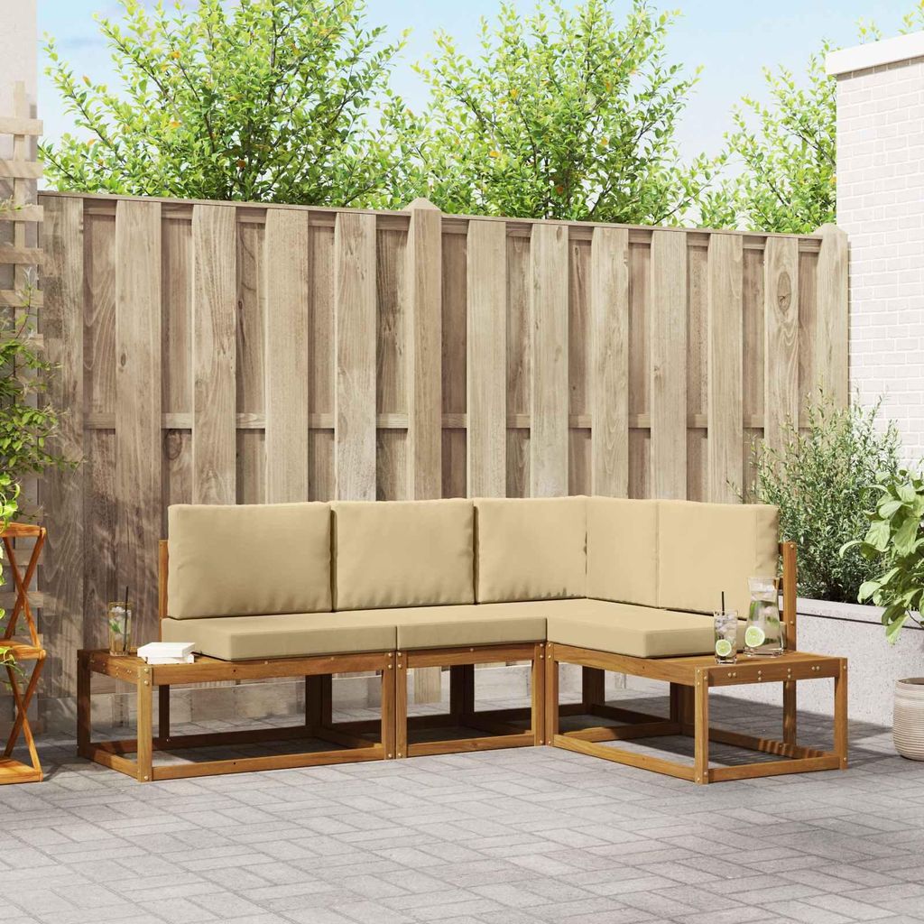 "Seasonal Sale"Outdoor-Sofagarnitur/Couchgarnitur - CLORIS - Outdoor-Möbel - für Garten/Terrasse - mit Kissen 4 Stück Natur und Beige - Gartenso...