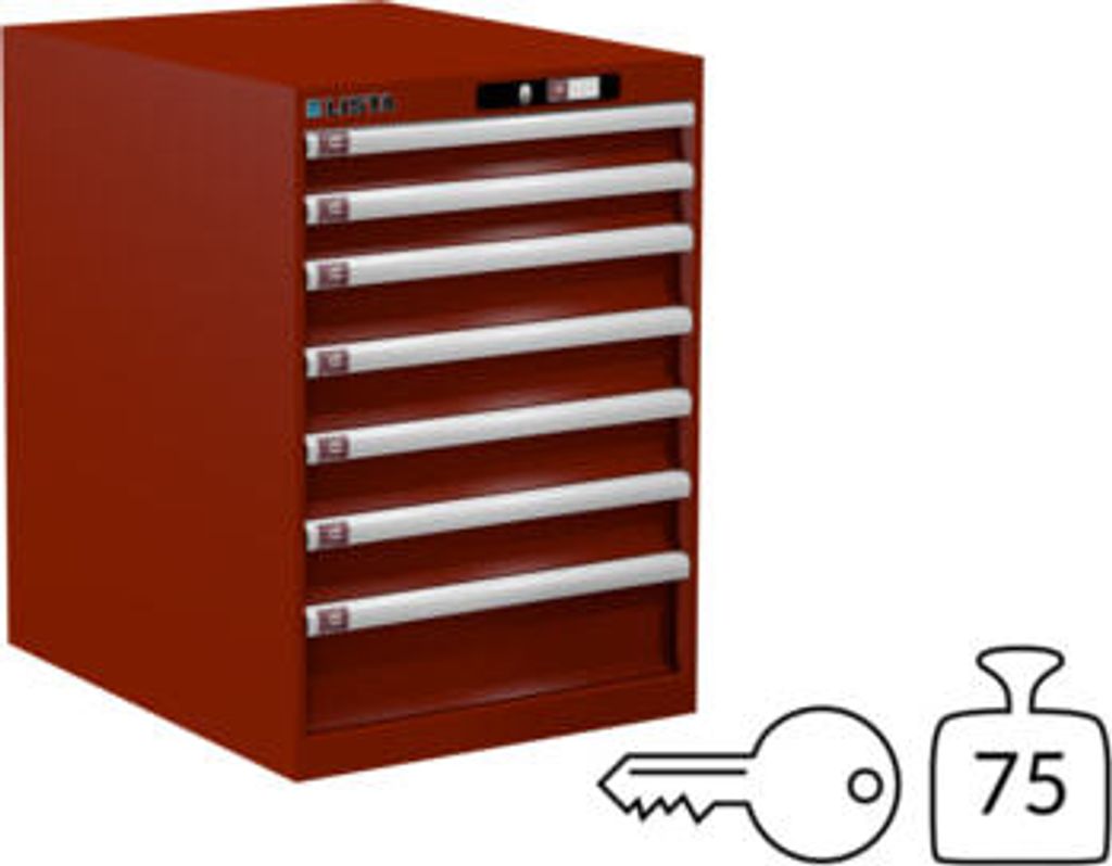 Lista Schubladenschrank - 14.367.070 - 800x564x725 mm (HxBxT) - 7 Schubladen - 75 kg - Key Lock - rubinrot (RAL 3003)