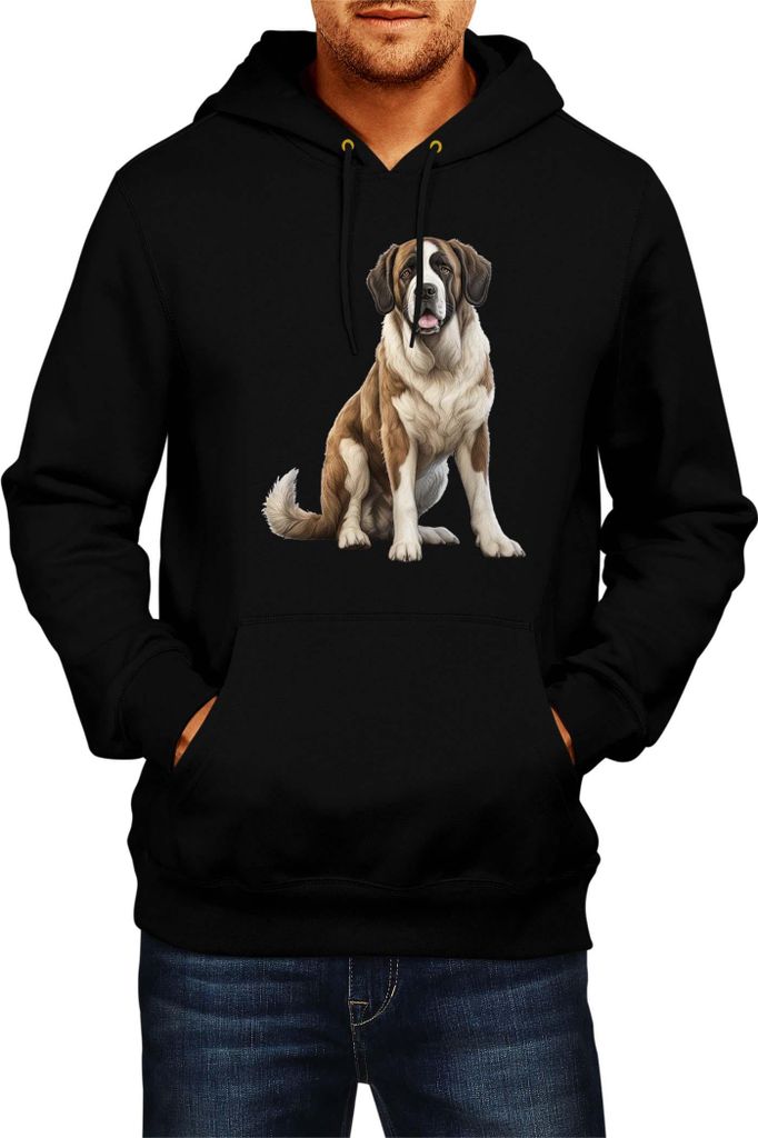 Herren Kapuzenpullover Dogs Breeds Saint Bernard Dog Breed 006, Man XL / Schwarz