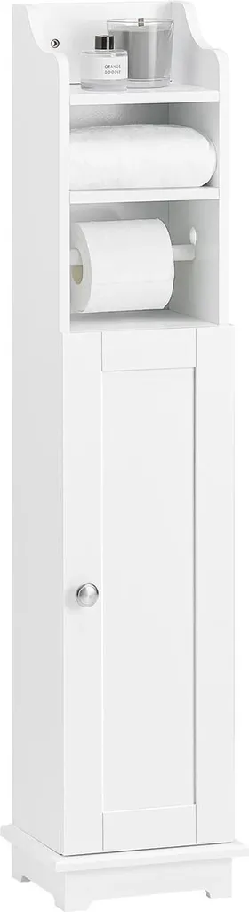 SoBuy FRG177-W Mobiletto Bagno Portarotolo Bianco | Salvaspazio 23x100x20