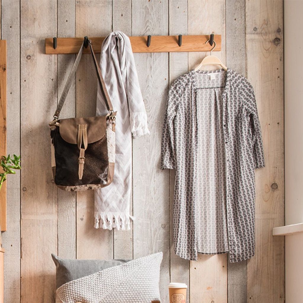 Wandgarderobe 90cm 'Lima' Wildeiche massiv Produktbild 