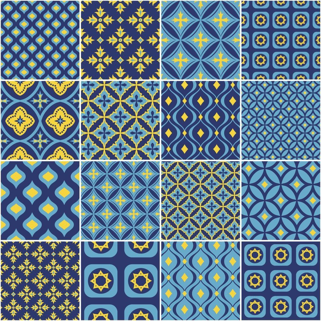 Selbstklebende Fliesenaufkleber für Küche und Bad – 16 skandinavische Zementfliesenaufkleber im Mika-Stil – 16 Aufkleber, 20 x 20 cm