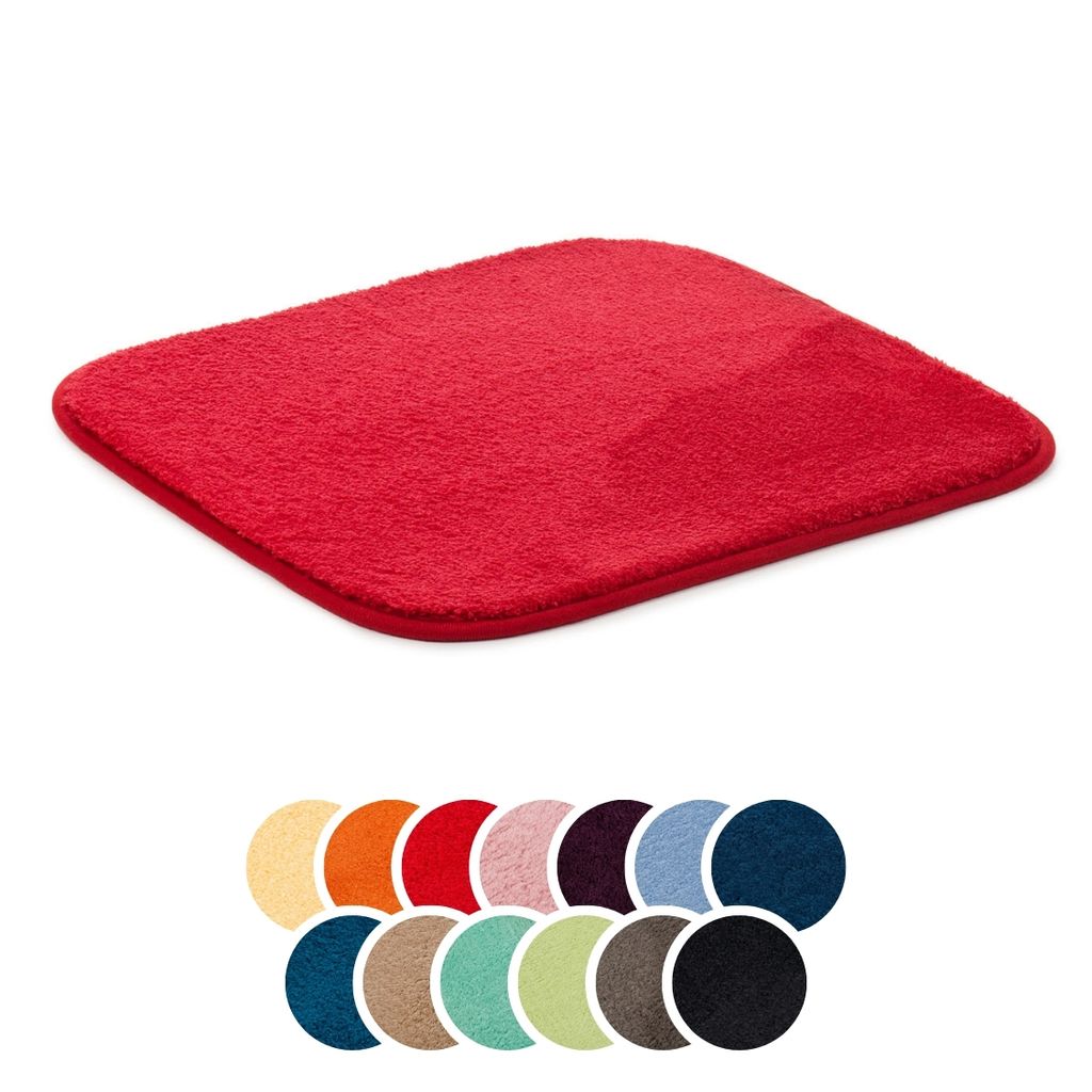 liebling Badteppich, 100% Polyester, mit Anti-Rutsch Beschichtung, saugstark, Serie Santos, 50 x 45 cm, 1500 g/m², bei 30 Grad waschbar, rot