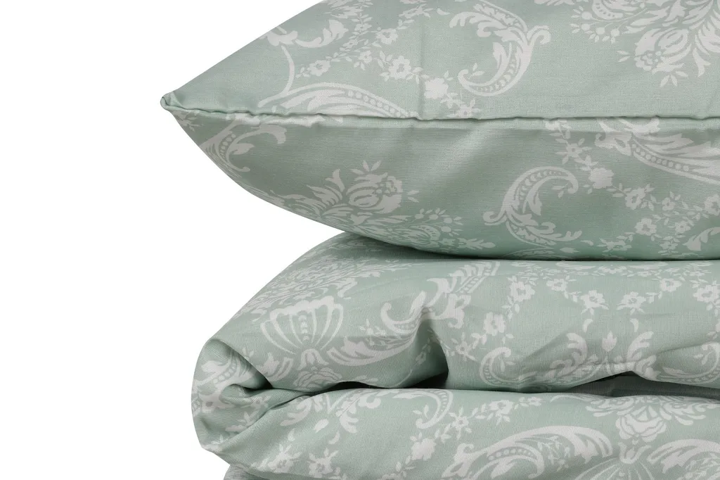 Couette de lit Begonvilla vert d'eau en mélange coton doux et résistant