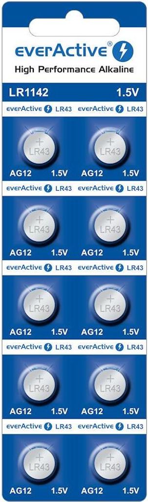 Mini-Alkalibatterie everActive AG12 G12 LR1142 LR43 - Blisterpackung mit 10 Stück