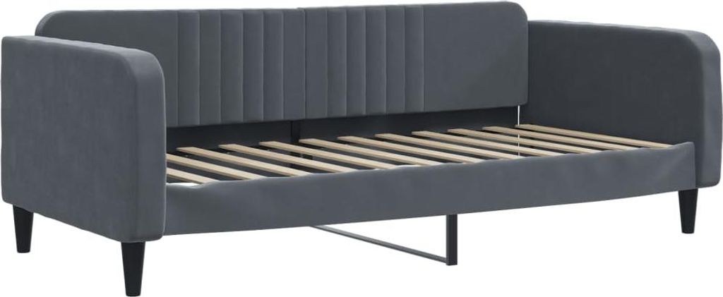 vidaXL Denná posteľ tmavosivá 90x200 cm zamat Obrázok produktu 