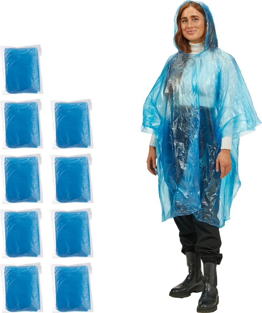 Ne soyez plus jamais mouillé en groupe avec 100 ponchos de pluie bleus