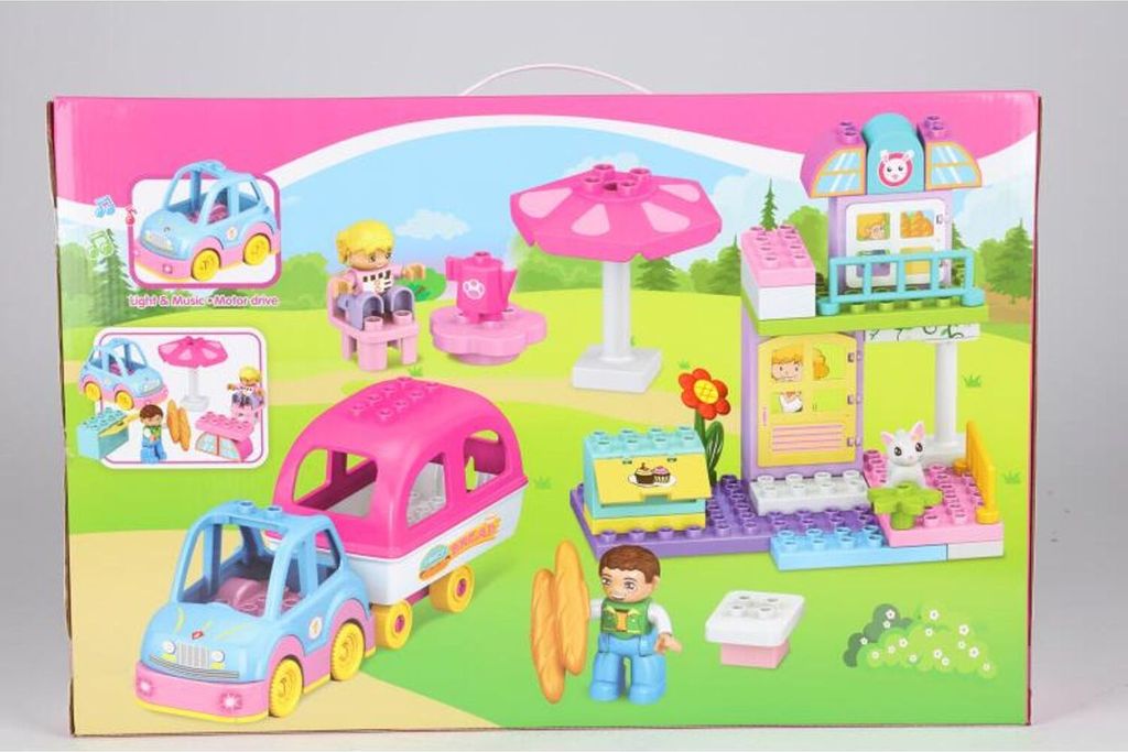 BURI Star Power Bausteine Set Villa Sogno Spielzeug Kinder Babys Auto Innen Außen
