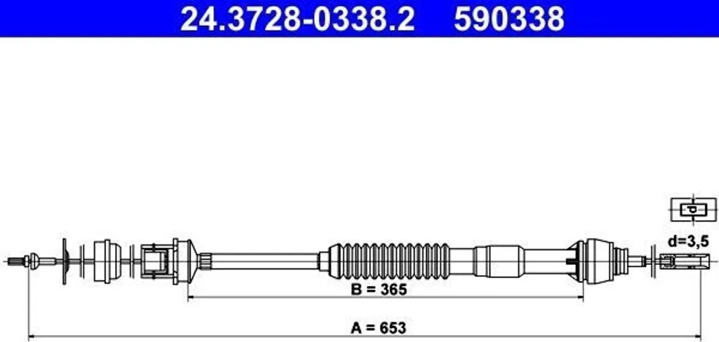 Câble d'embrayage ATE 24.3728-0338.2 pour Berlingo et Partner OE 2150 V1