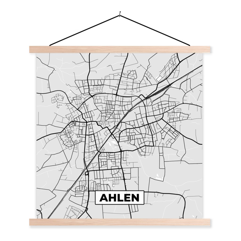 MuchoWow Textilposter Deutschland - Stadtplan - Elmshorn - Karte 40x40 cm mit holzfarbenen Rahmen - Posterleiste