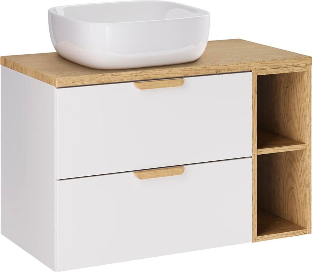 Waschtisch 80.6cm Oria mit 2 Schubladen, Weiß