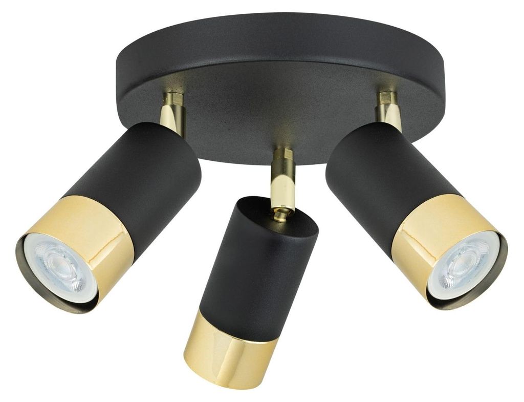 KAR-LIGHTING Deckenstrahler 3-flammig Schwarz/Gold, Metall Produktbild 
