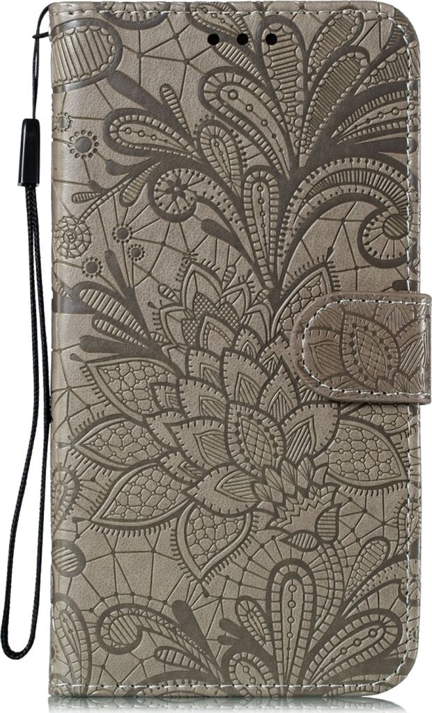 Mobigear Flowers Huawei P40 Hülle Klapphülle Geldbörse - Grau