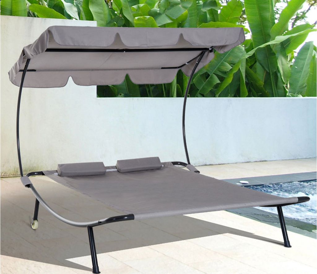 Outsunny Doppelliege Sonnenliege Relaxliege rollbar mit Produktbild 13