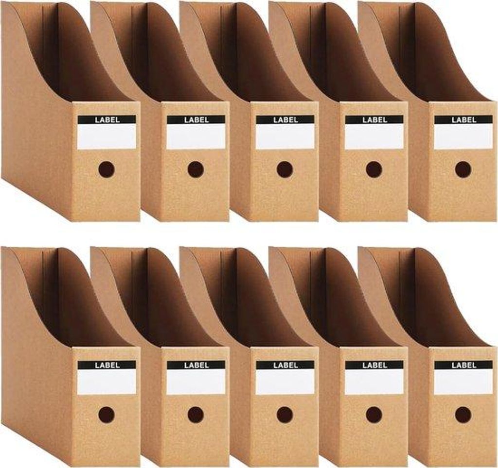 A4-Papierbox, 9 cm, 10 Stück, Karton, mit Etiketten, für Dokumente & Papierware