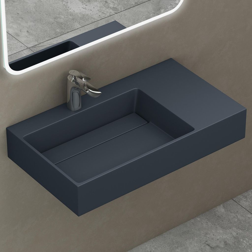 doporro Lavabo Suspendu Gris Noir Mat 75cm Vasque à Poser Image du produit 