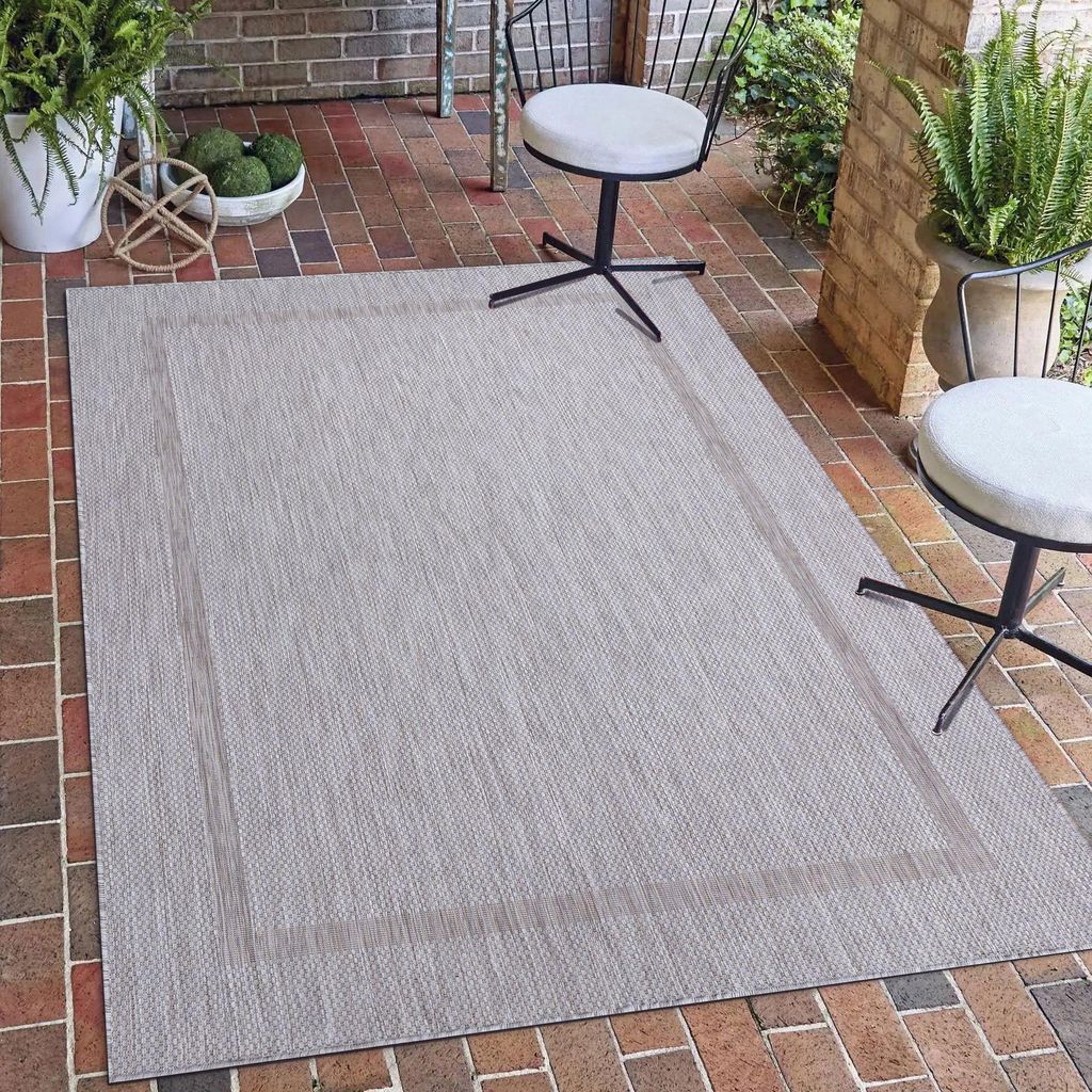 Carpetsale24 In- & Outdoor Teppich - Wetterfestes Flachgewebe in Sisal-Optik mit Bordüre, Küchenteppich, Terrasse, Wohnzimmer Grösse: 160x230 cm
