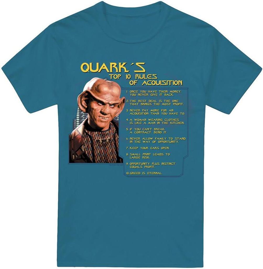 Star Trek - "Quarks Rules" T-Shirt für Herren TV5849 (S) (Schiefer)