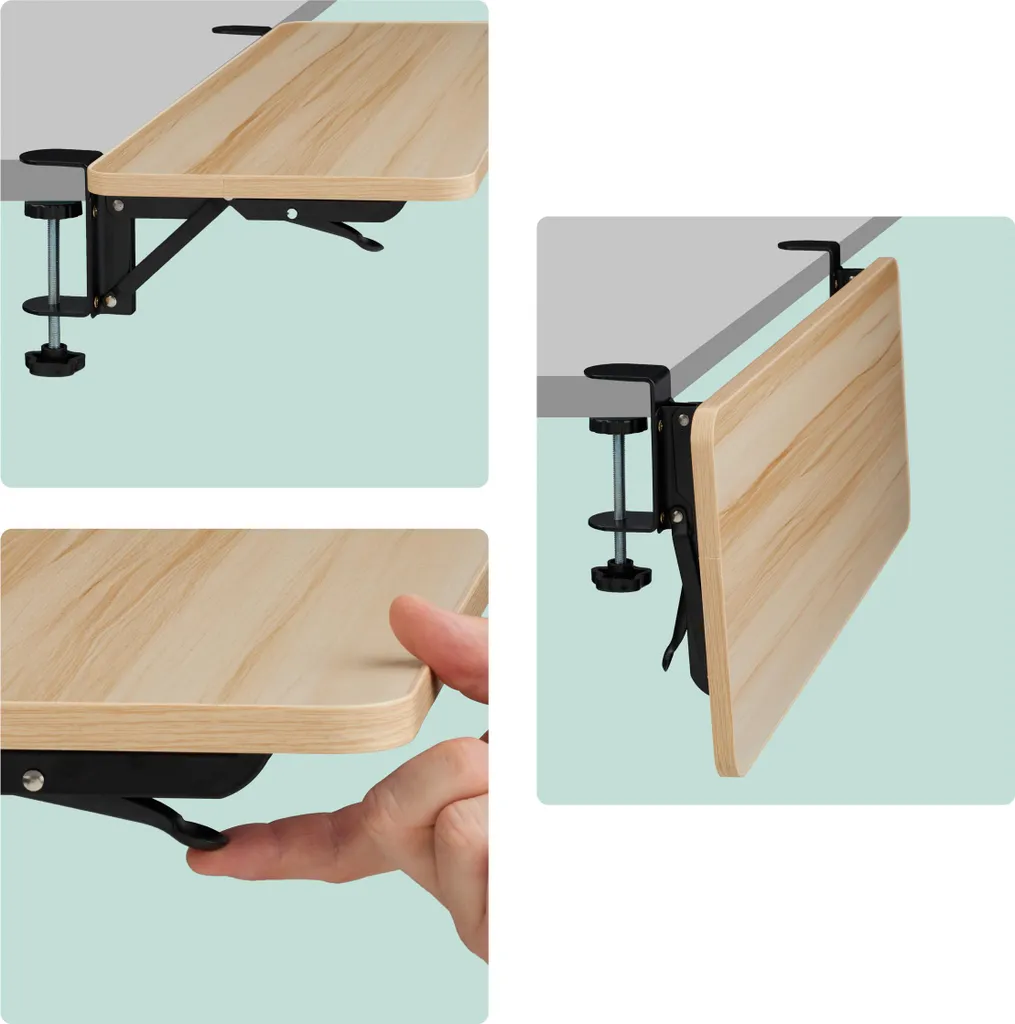 Support de Clavier Ergonomique et Rallonge de Bureau Grise Amovible - 6