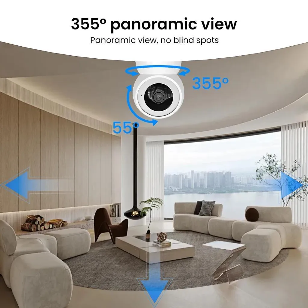 Caméra de surveillance Wi-Fi 2K avec vision nocturne couleur nocturne
