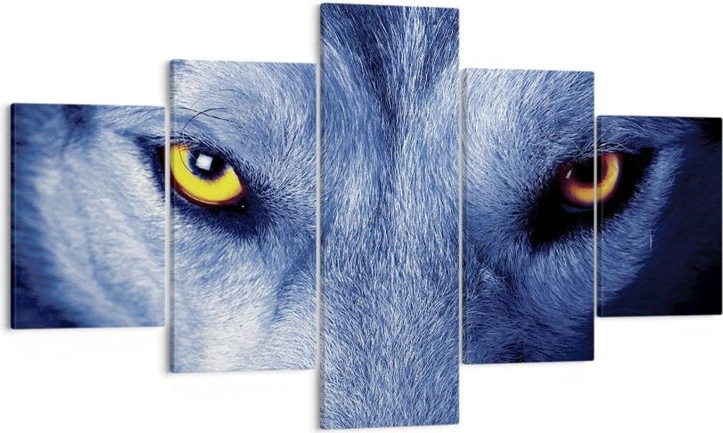 Bild auf Leinwand - Leinwandbild - 5 Teile - Schau der Wolf Augen - 125x70cm - Wand Bild - Wanddeko - Wandbilder - Leinwanddruck - Bilder - Wanddek...