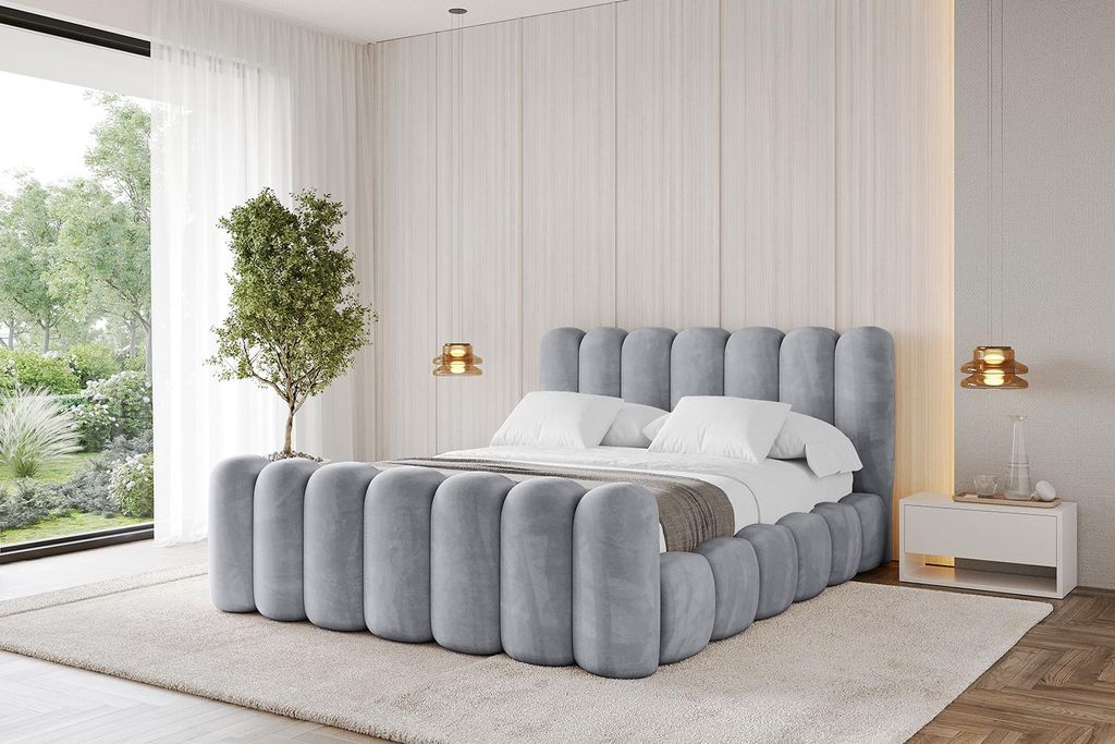 ALTDECOR Polsterbett mit Bettkasten, Fußteil und Lattenrost, Bett mit Kopfteil, Boxbett ohne Matratze, Doppelbett mit Stauraum - SENA-Z 180x200 He...