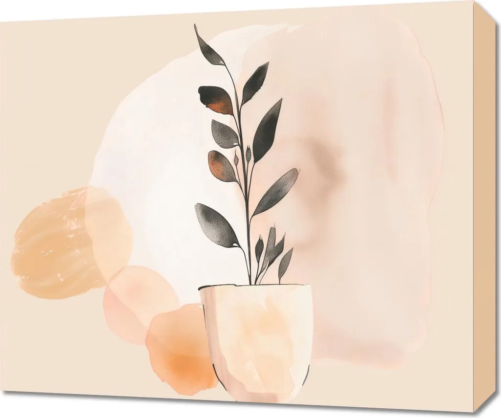 Tableau 60 x 50 cm Pot de fleurs Couleur - Toile Décorative Murale Vive