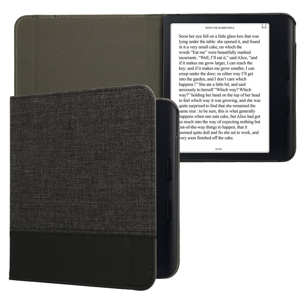 kwmobile Hülle kompatibel mit Kobo Kobo Libra Colour / Tolino Vision Color - Canvas eReader Schutzhülle Cover Case - Anthrazit Schwarz