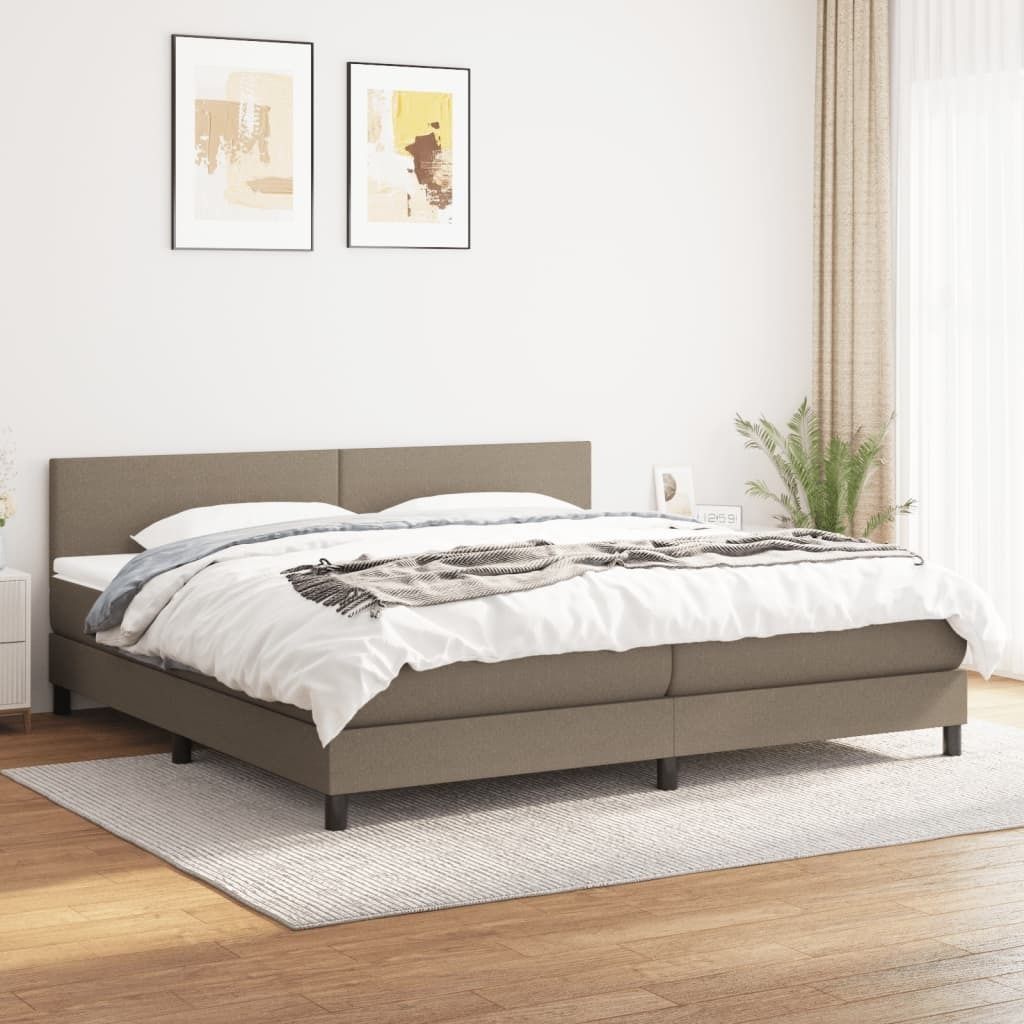 Cloris Designermöbel Boxspringbett mit Matratze Taupe 200x200 cm Stoff 2024 Neu