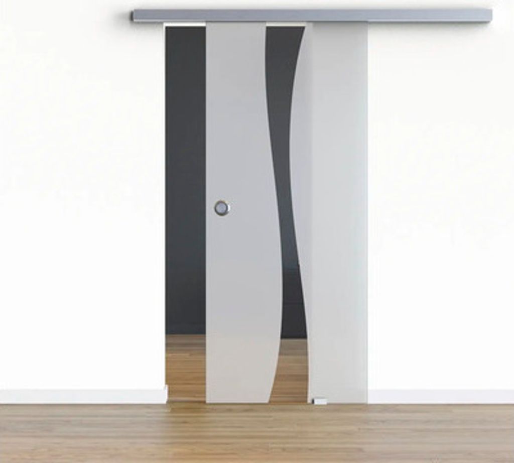 Pertura Glasschiebetür Komplettset Glera Breeze 1025x2050 mm inkl.Beschlag Selir Aluminium Edelstahloptik,Griffmuschel