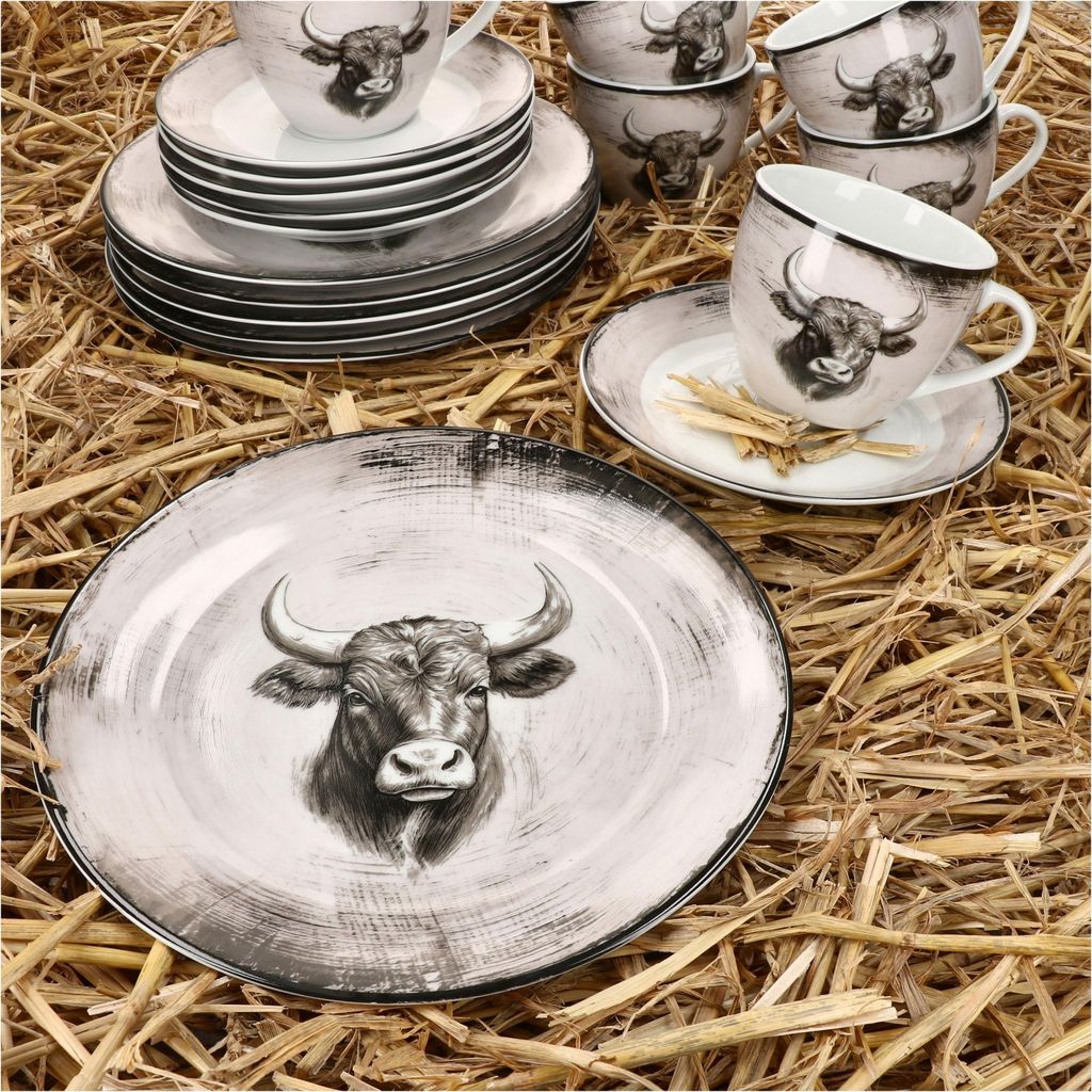 Toro 18tlg Kaffeeservice Landhaus Geschirr Tasse Untertasse