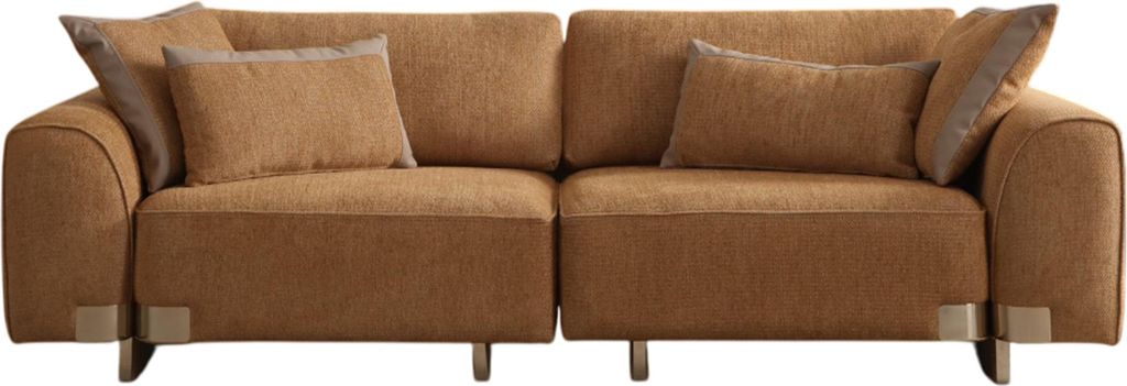 Elegantes braunes Textilsofa mit Holzrahmen für modernes Wohnzimmer