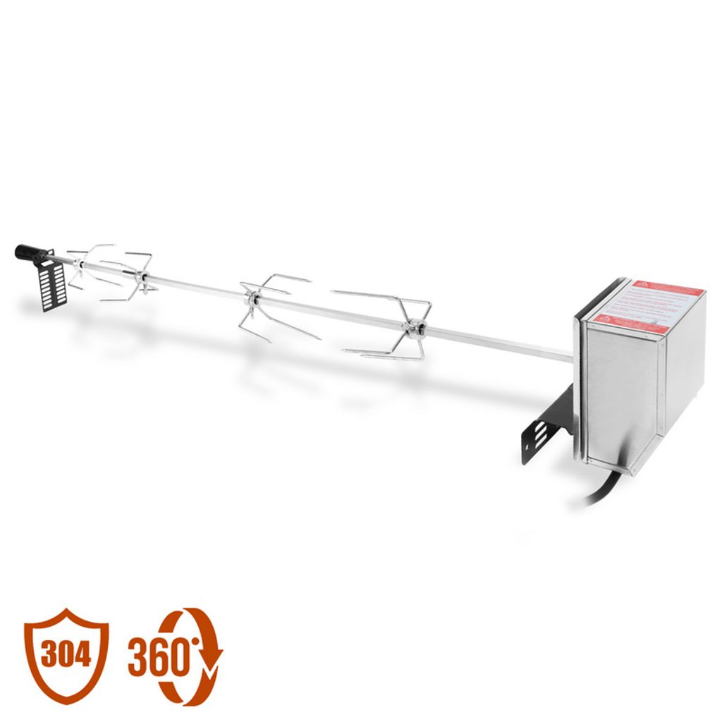 Jopassy BBQ Grillspieß 117cm 230V aus Edelstahl, inkl. 4 Fleischklammern, inkl Ausgleichsgewicht 220V-240V Elektrischer Drehspieß Rotisserie Dreh...
