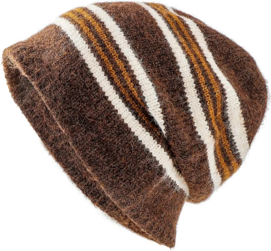 INF Berretto a Righe in Lana - Cappello Caldo ed Elegante per l'Inverno caffè