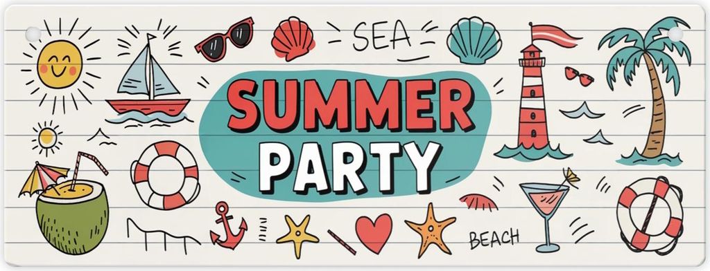 Sommer Doodles SUMMER PARTY Metallschild