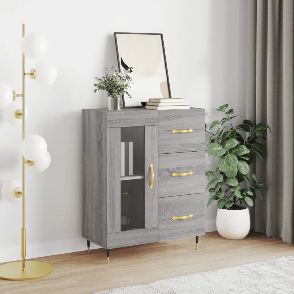 The Living Store Credenza Grigio Sonoma 69,5x34x90 cm Materiale a base di legno