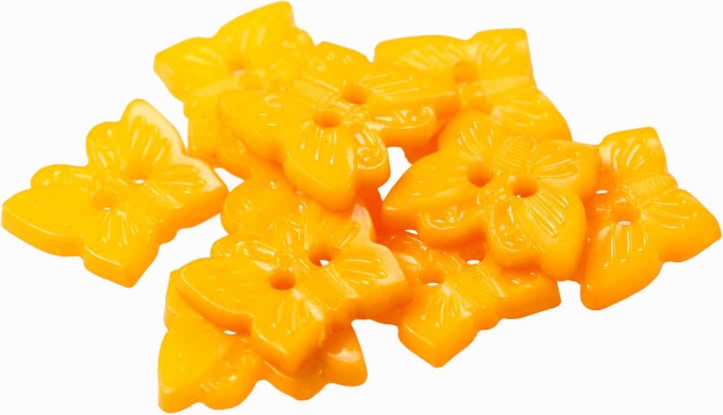 10 x Kinderknopf Schmetterling 16x13mm 2-Loch-Knopf Kunststoff, freie Farbwahl, Farbe:hellorange