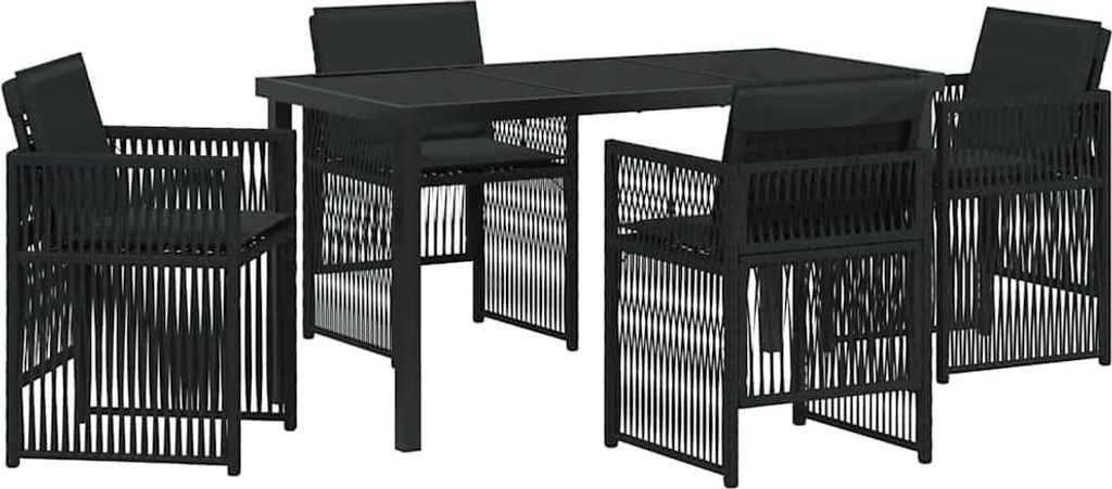 Garten Essgruppe 5 pcs Schwarz Pulverbeschichteter Stahl